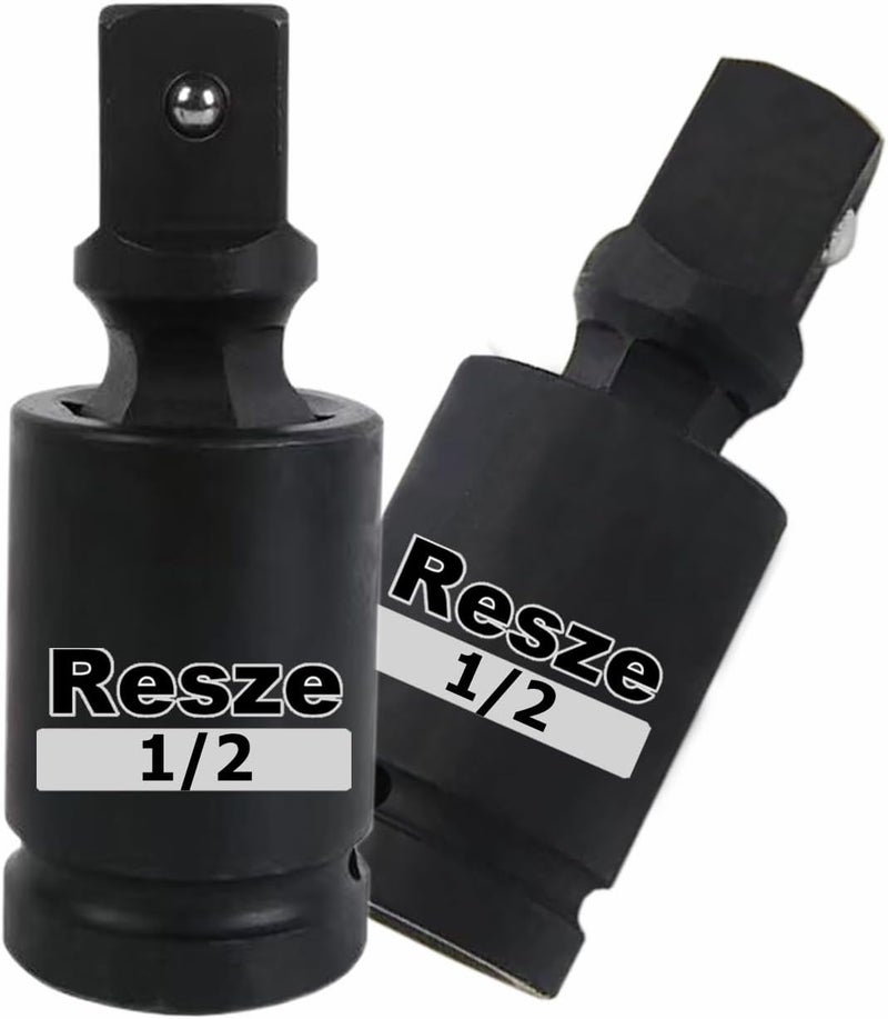 Resze 2 Pcs 1/2"Drivers Universal Joint Swivel Socket Adapter Set, Impact Universal Joint，U-Joint Drive Impact Grad Wobble Socket Wrench Set，Full Impact Grade - Image 1
